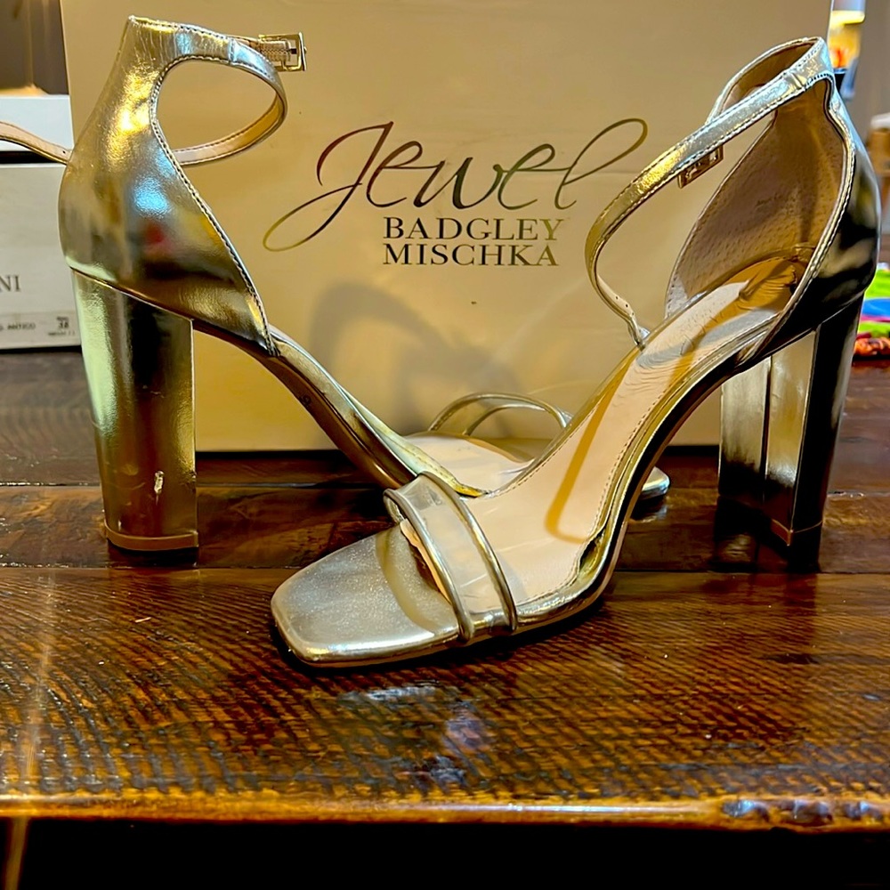 Gold heel sandals!  Light and sheer for a lovely look.